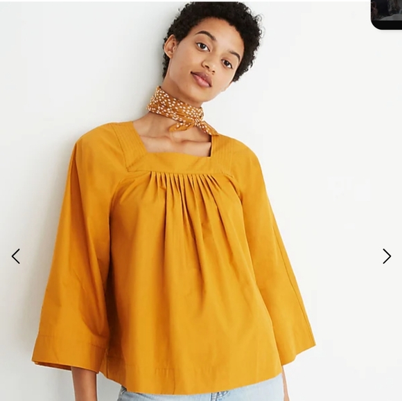 Madewell Tops - Madewell Square Neck Wide Sleeve Top, Mustard Color, Size XXS
